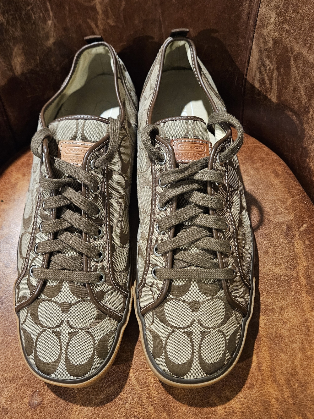 Coach Men’s Brown Signature Canvas Sneakers - Picture 8 of 12